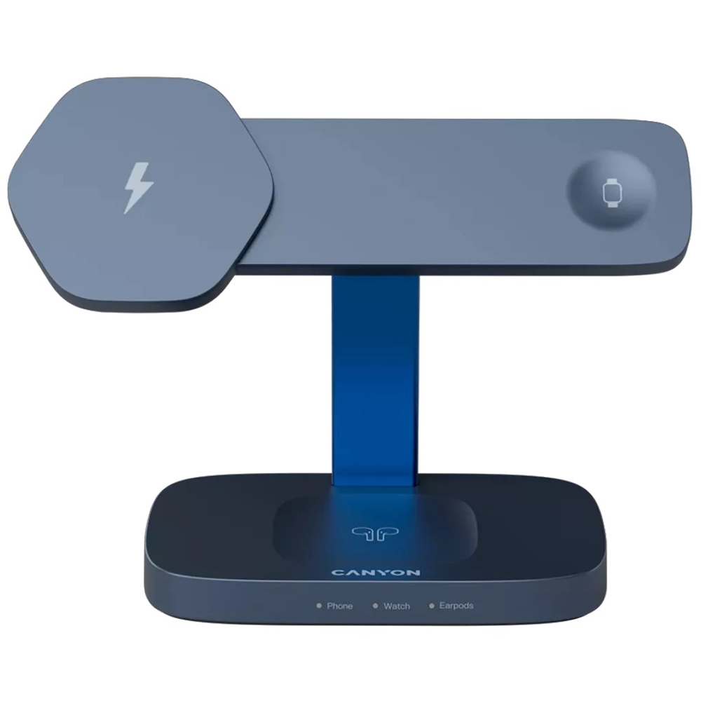 უსადენო დამტენი Canyon CNS-WCS310DGBL, 24W, Wireless Charger, Dark Grey/Blue