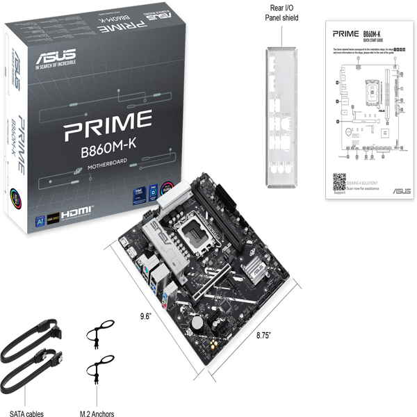 Motherbard Asus 90MB1JT0-M0EAY0 PRIME B860M-K, LGA1851, DDR5 DIMM, 128GB
