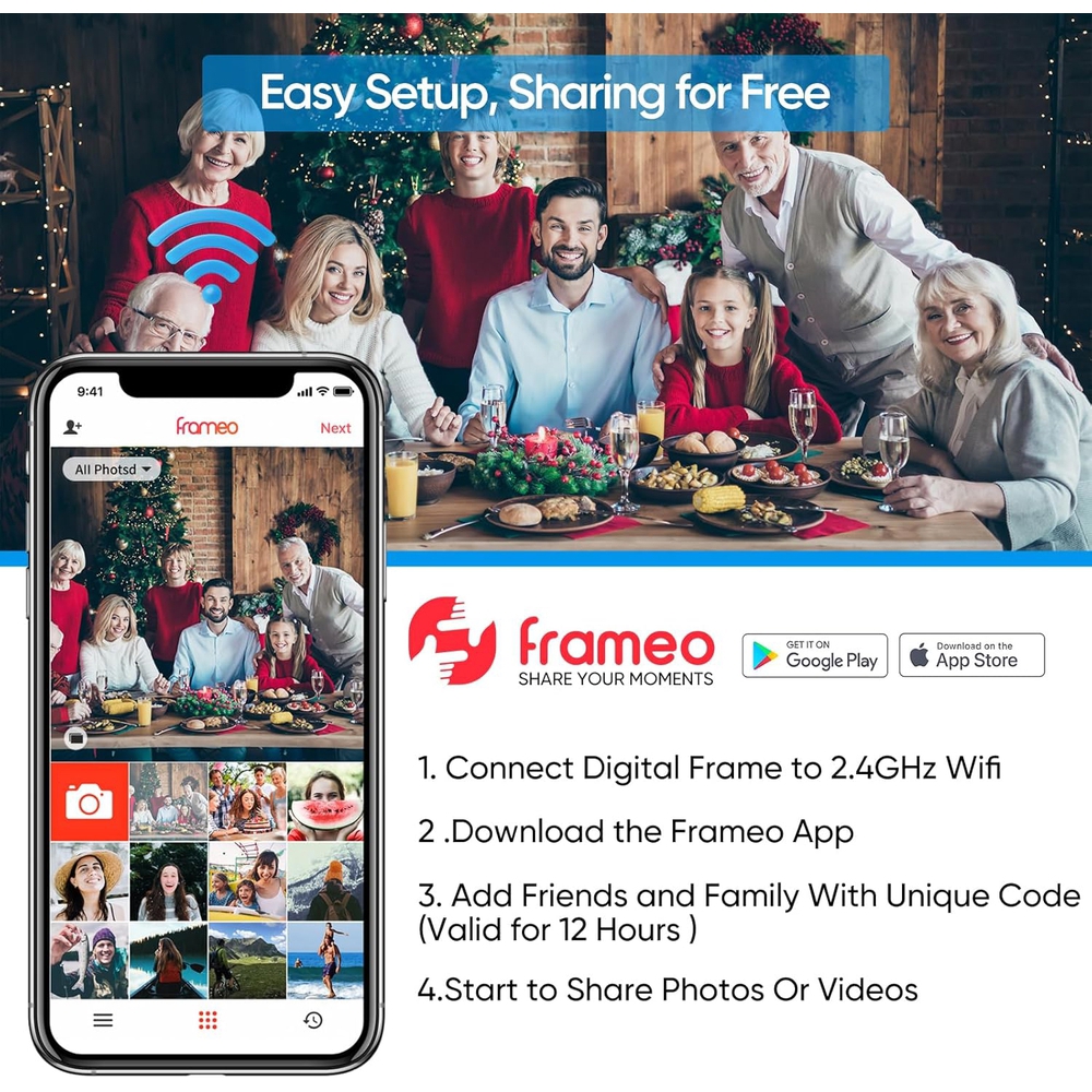 სმარტ ჩარჩო Arzopa P156W, 15.6", 1GB, 32GB, WiFi, 3.5mm, Digital Picture Frame, Black