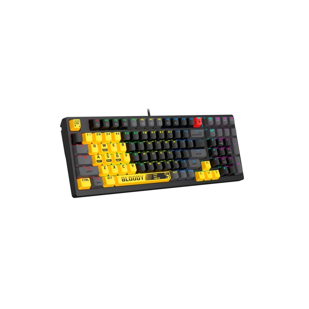 კლავიატურა A4tech Bloody S98 RGB, Red Switch, Wired, USB, Mechanical Gaming Keyboard, Sports Lime