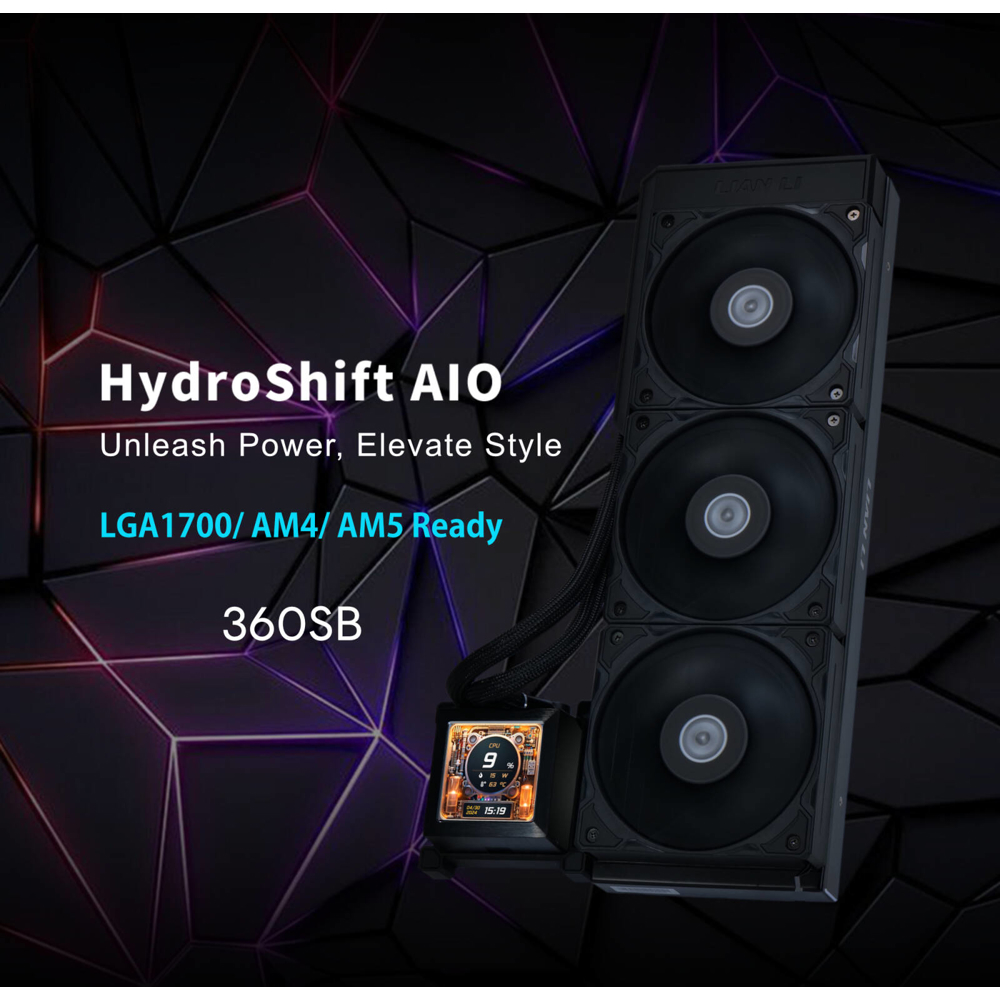 თხევადი გაგრილება Lian Li G89.GHSLCD36SB.00 Hydroshift LCD AIO, 120mm, 3200RPM, Liquid Cooling, Black