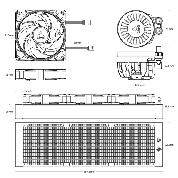 Liquid Cooling Arctic ACFRE00152A Liquid Freezer III 360, ARGB, 120mm, 2000RPM, White