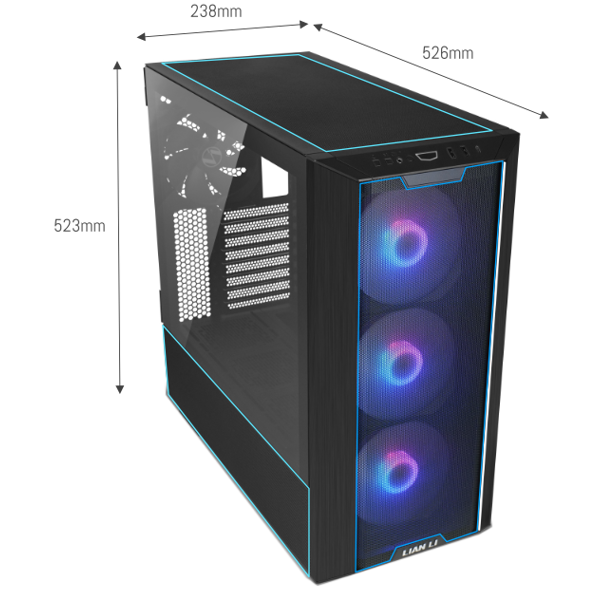 Computer Case Lian Li G99.LAN3RX.00 Lancool III, MidT, E-ATX, ATX, MICRO-ATX, MINI-ITX, 1xUSB Type-C, 2xUSB 3.0, Black