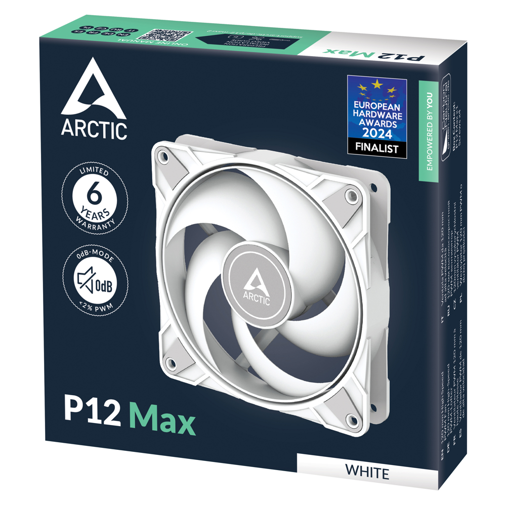 ქულერი Arctic ACFAN00293A P12 MAX, 120mm, 3300RPM, Cooler, White