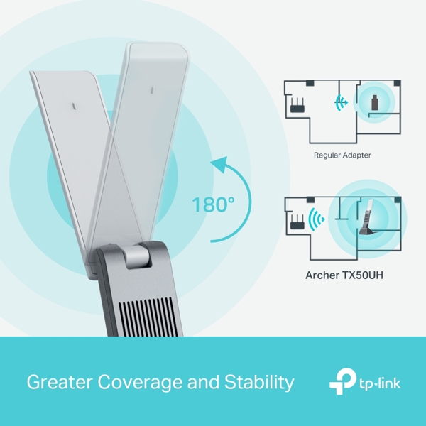 High Gain Wireless USB Adapter TP-Link Archer TX50UH AX3000, Gray