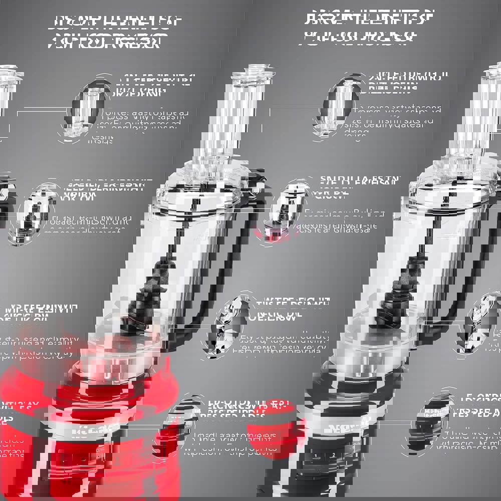 Food Processor KitchenAid 5KFP0919BER, 250W, 1,7L, Red