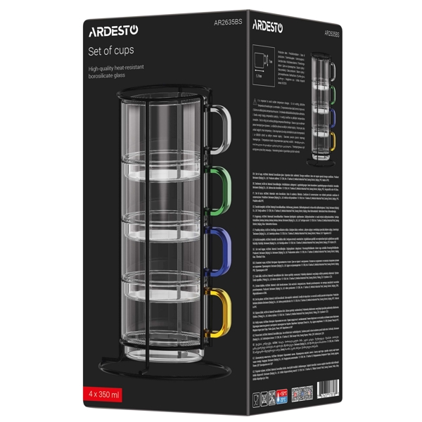 Cup Set Ardesto AR2635BS, 350ml, 4pcs, Transparent