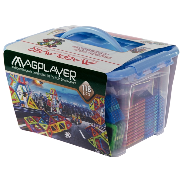 მაგნიტური კონსტრუქცია MagPlayer MPT-118, 118Pcs, Designer Magnetic Set Box