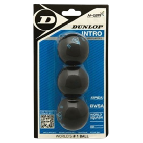 Squash Ball Dunlop 627DN700106 INTRO 3BBL, 3Pcs, Black