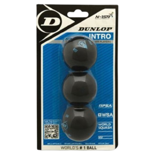 Squash Ball Dunlop 627DN700106 INTRO 3BBL, 3Pcs, Black