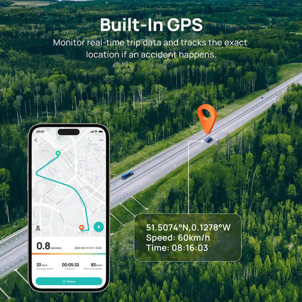 მანქანის ვიდეო რეგისტრატორი 70mai Dash Cam A510, Built in GPS, 140°, Car Video Recorder, Black