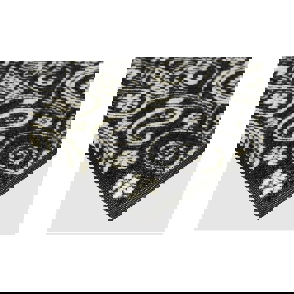 ფეხსაწმენდი ხალიჩა OEM MJDDES507510F00184 Folk Paisley, 50x75cm, Doormat, Black/White