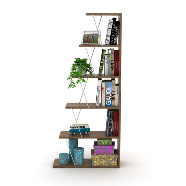 Bookshelf Rafevi RF160402 Tars Bookcase Mini, Walnut/Chromium
