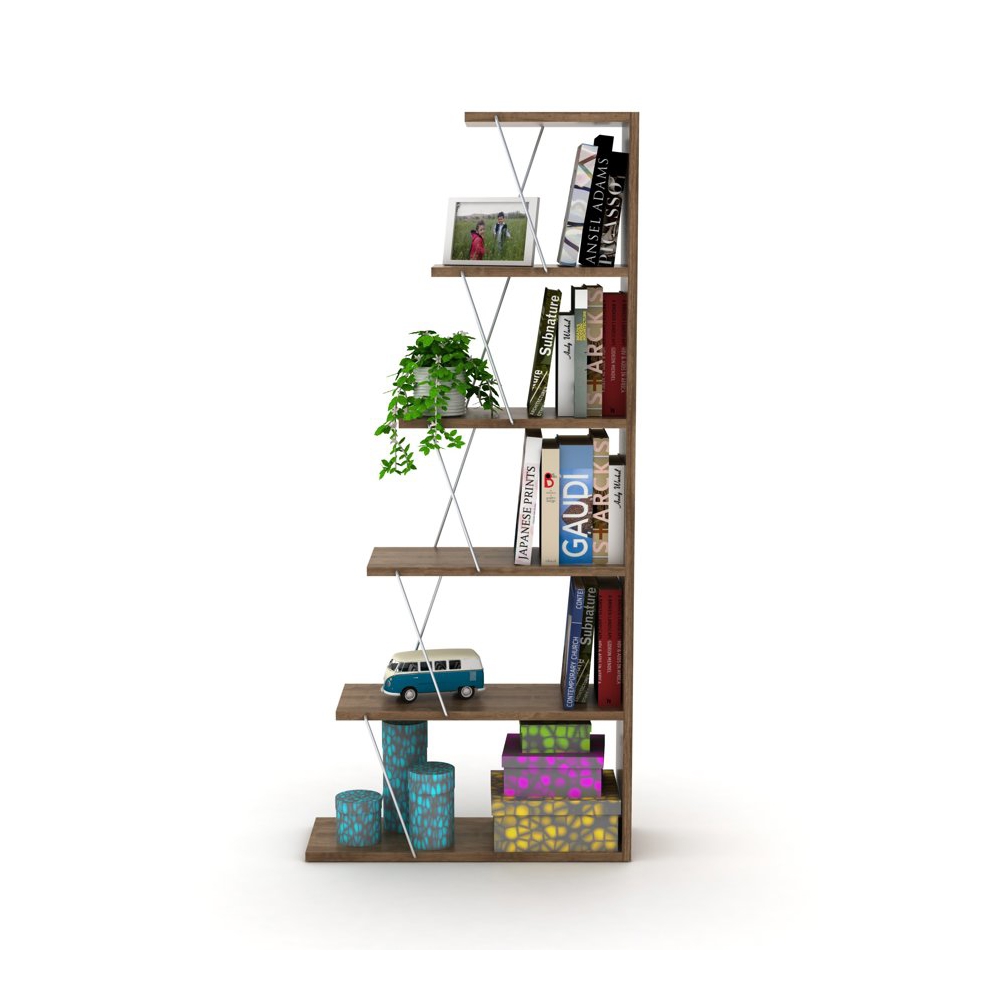 Bookshelf Rafevi RF160402 Tars Bookcase Mini, Walnut/Chromium