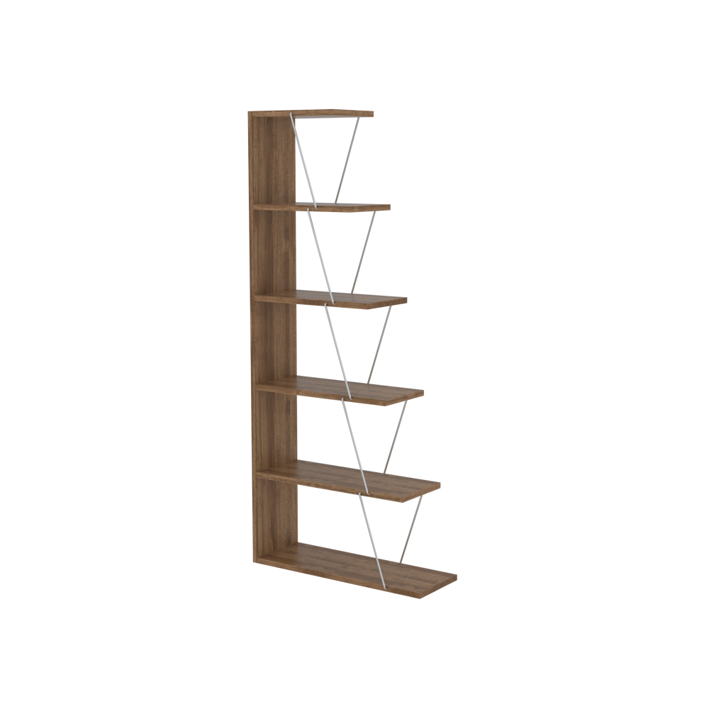 წიგნის თარო Rafevi RF160402 Tars Bookcase Mini, Bookshelf, Walnut/Chromium