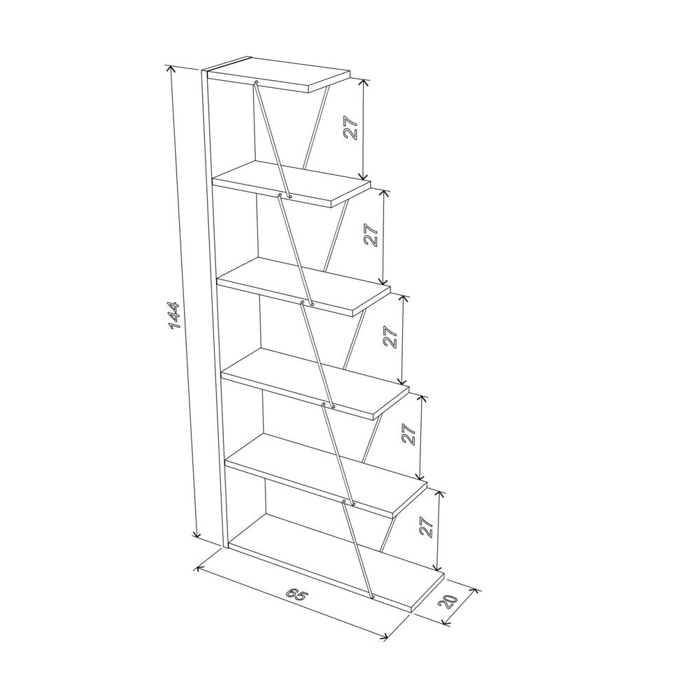 წიგნის თარო Rafevi RF160405 Tars Bookcase Mini, Bookshelf, White/Blue