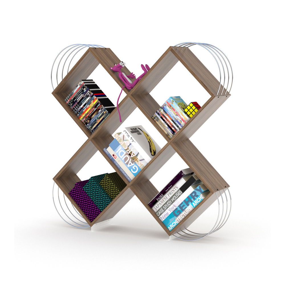 Bookshelf Rafevi RF170401 Case Bookcase, Walnut/Chromium