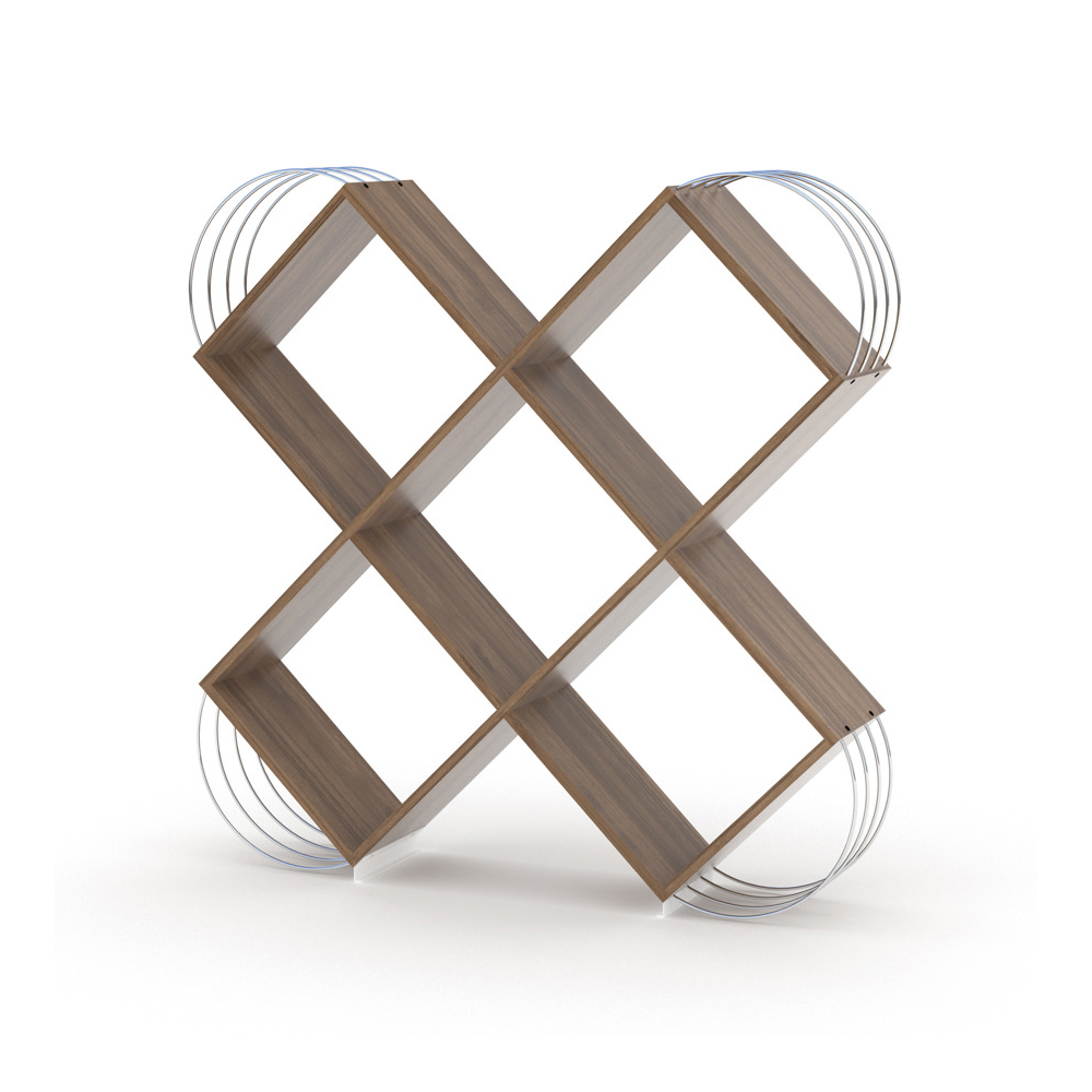 წიგნის თარო Rafevi RF170401 Case Bookcase, Bookshelf, Walnut/Chromium