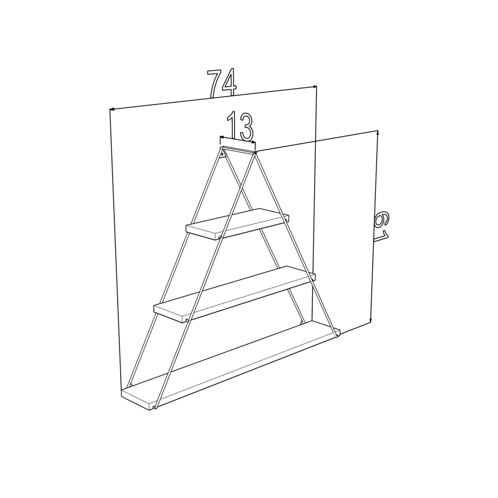 წიგნის თარო Rafevi MT191005 Moset Triangle Shelf, Bookshelf, Black