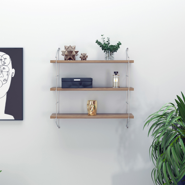 Bookshelf Rafevi MT191101 Neelix Triple Shelf, Walnut/Chromium
