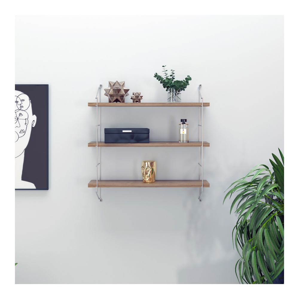 Bookshelf Rafevi MT191101 Neelix Triple Shelf, Walnut/Chromium