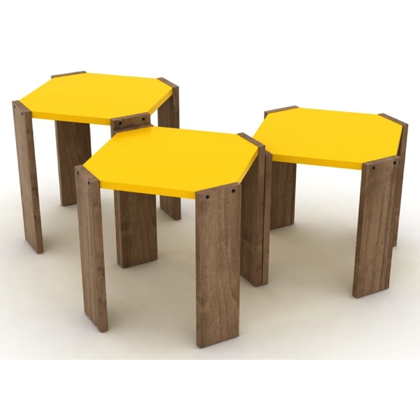 Table Set Rafevi RF150106, Brown/Yellow