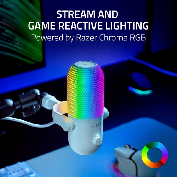 მიკროფონი Razer RZ19-05060200-R3M1 Seiren V3 Chroma, Microphone, USB-A, White