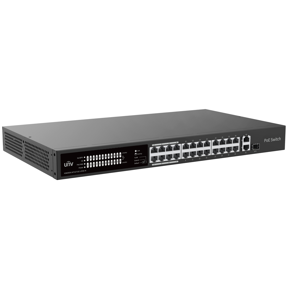Switch Uniview NSW2020-24T1GT1GC-LPOE-IN, 24-Port, PoE, Black
