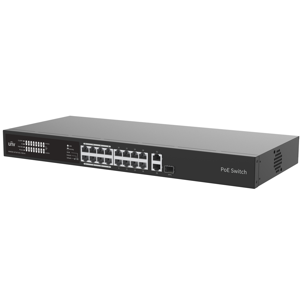 სვიჩი Uniview NSW2020-16T1GT1GC-LPOE-IN, 16-Port, PoE+ Switch, Black