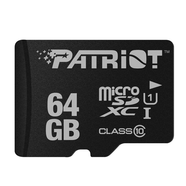Memory Card Patriot PSF64GMCSDXC10 LX Series, 64GB, microSDXC, C10, UHS-I, Black