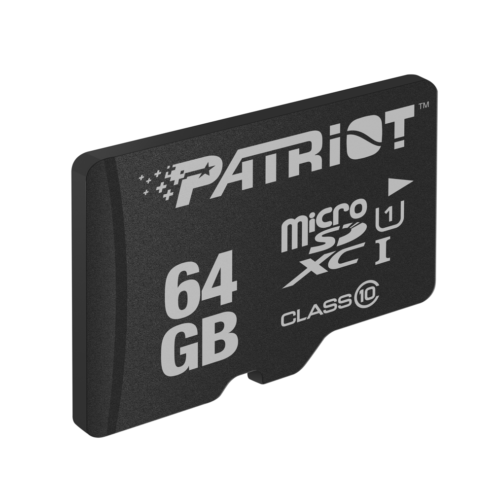 Memory Card Patriot PSF64GMCSDXC10 LX Series, 64GB, microSDXC, C10, UHS-I, Black