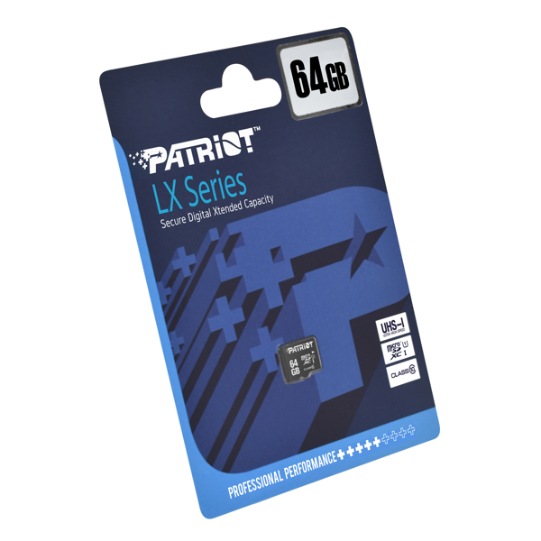 Memory Card Patriot PSF64GMCSDXC10 LX Series, 64GB, microSDXC, C10, UHS-I, Black