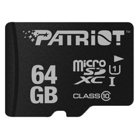 Memory Card Patriot PSF64GMCSDXC10 LX Series, 64GB, microSDXC, C10, UHS-I, Black