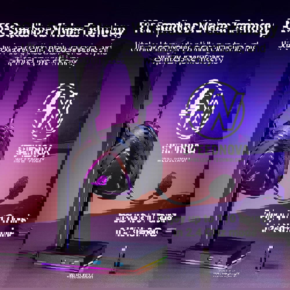 Gaming Headset Asus 90YH03W0-BHUA00 ROG Delta II RGB, Wireless, Bluetooth, USB, 3.5mm, Black