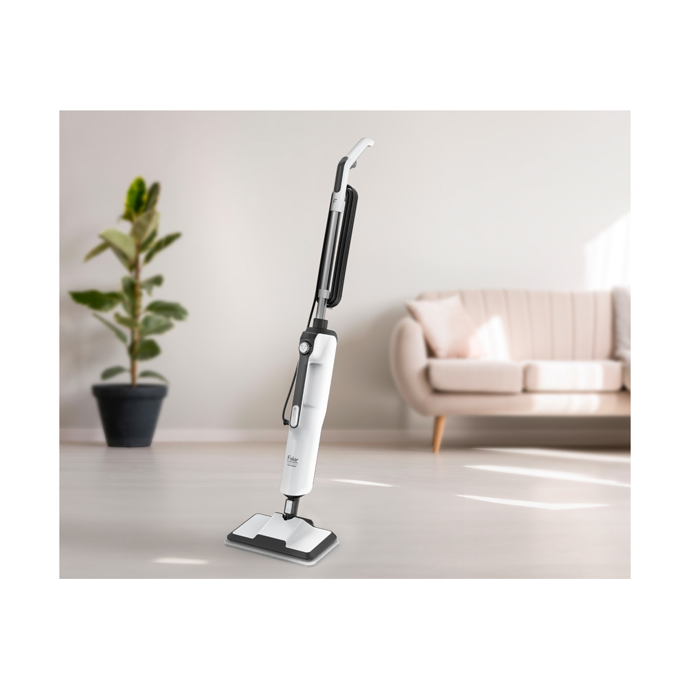 ორთქლით საწმენდი აპარატი Fakir 8682511905634, 1400W, 0.38L, Steam Mop, White/Black