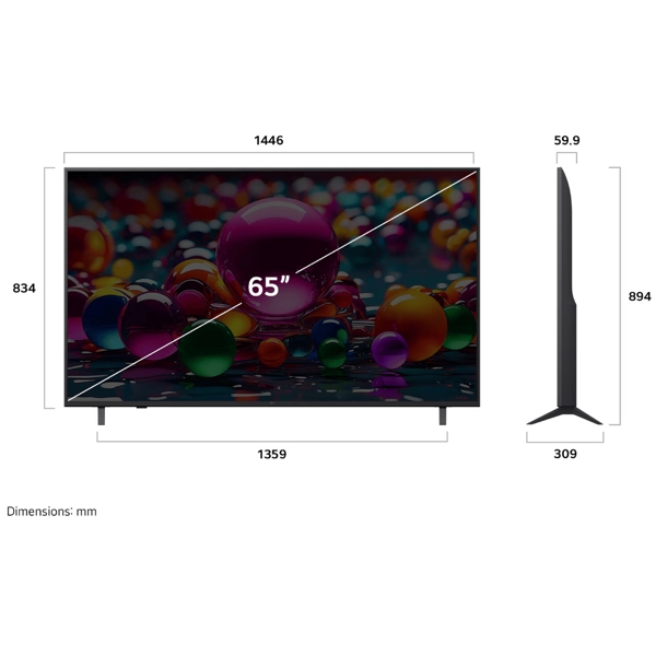 ტელევიზორი LG 65UA75009LA.AMCN, 65", 4K UHD, Smart TV, USB, HDMI, BT, WIFI, Black