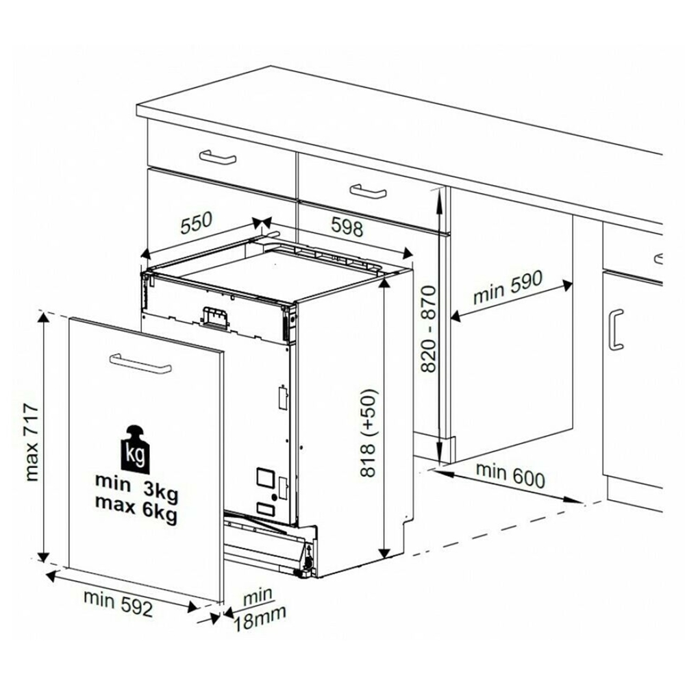 Built-in Dishwasher Beko BDIN3630, D, 46Db, White