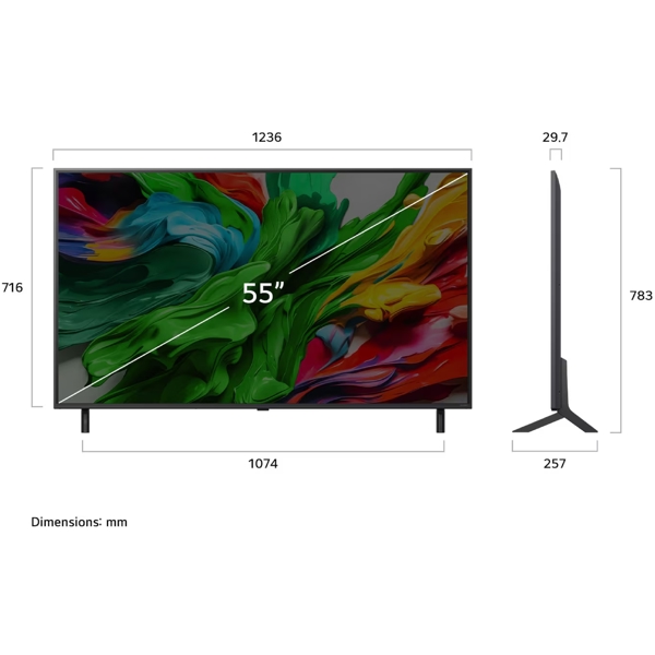 ტელევიზორი LG 55QNED86A6A.AMCN EVO 4K QNED, 55", 4K UHD, Smart TV, USB, HDMI, BT, WIFI, Black