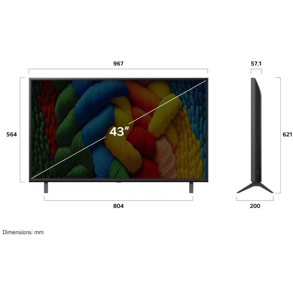 TV LG 43NANO80A6B.AMCN 4K NanoCell, 43", 4K UHD, Smart TV, USB, HDMI, BT, WIFI, Black