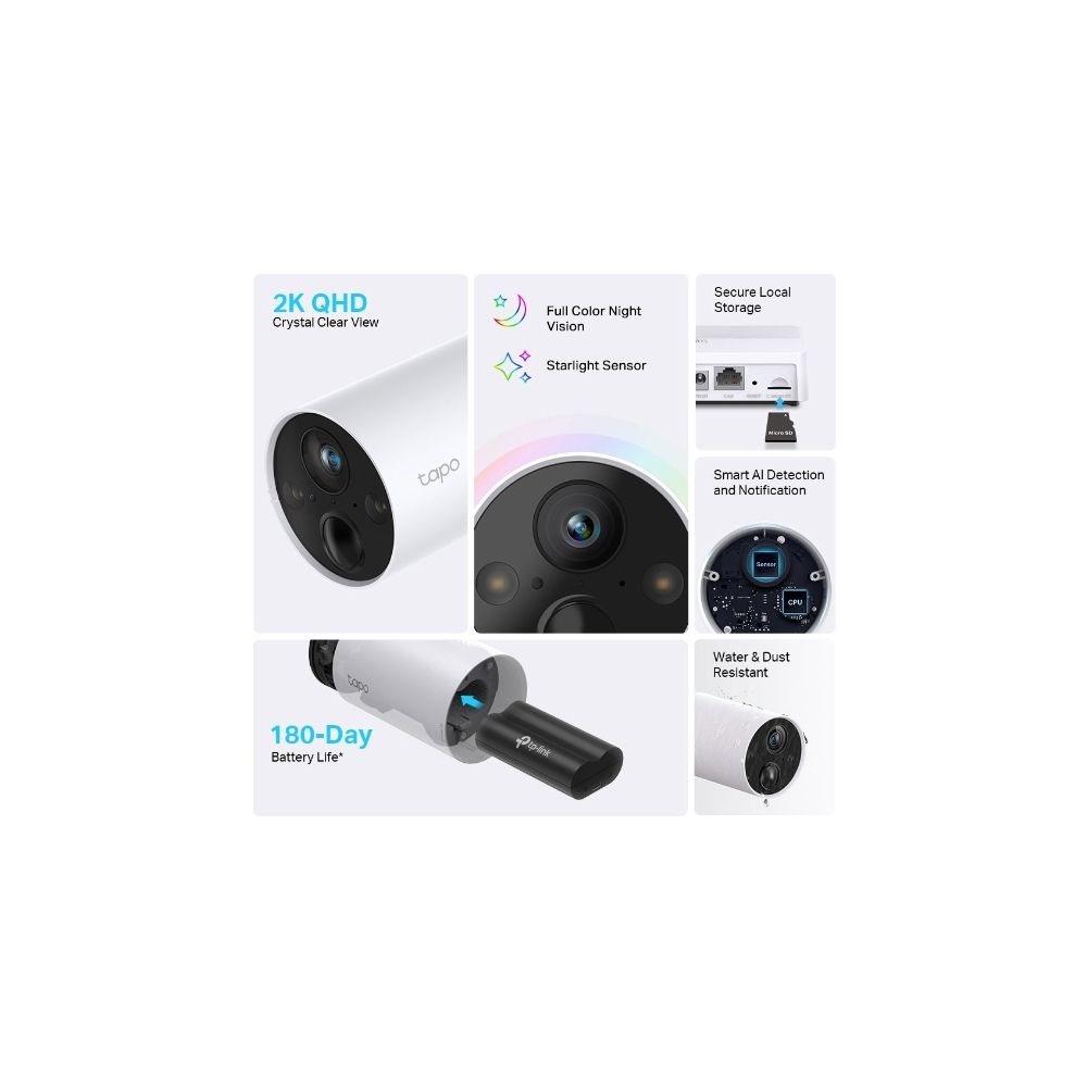 Smart Security Camera System TP-Link Tapo C420S2, 4MP, White