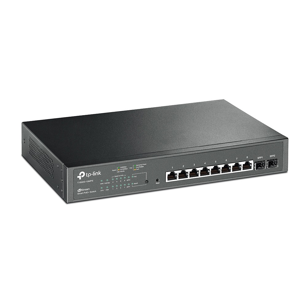 POE+Switch TP-Link T1500G-10MPS, 8-Port Gigabit, Black