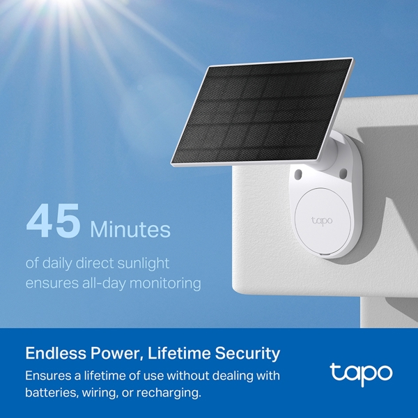 ვიდეო სათვალთვალო კამერა TP-Link Tapo C410 KIT, 3MP, Solar-Powered Security Camera Kit, White