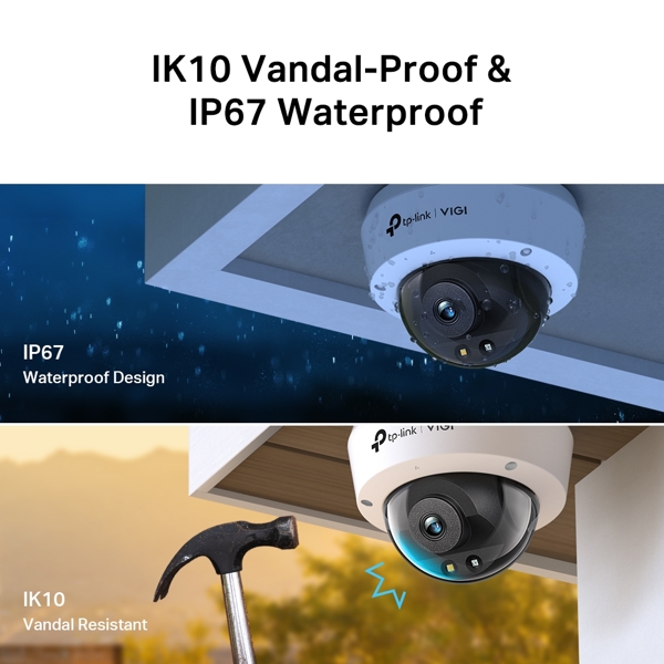 ვიდეო სათვალთვალო კამერა TP-Link VIGI C250(4mm), 5MP, Full-Color Dome Network Camera, White