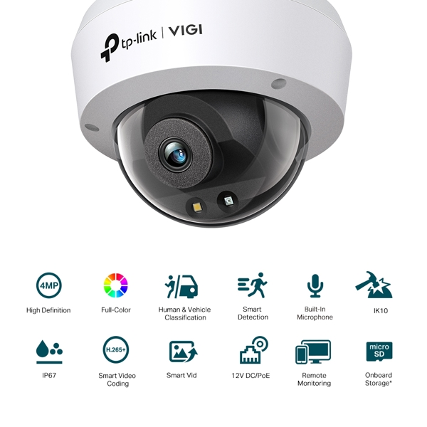Full-Color Dome Network Camera TP-Link VIGI C240(2.8mm), 4MP, White