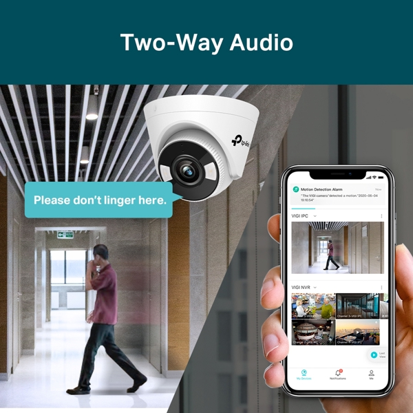 ვიდეო სათვალთვალო კამერა TP-Link VIGI C450(4mm), 5MP, Full-Color Turret Network Camera, White