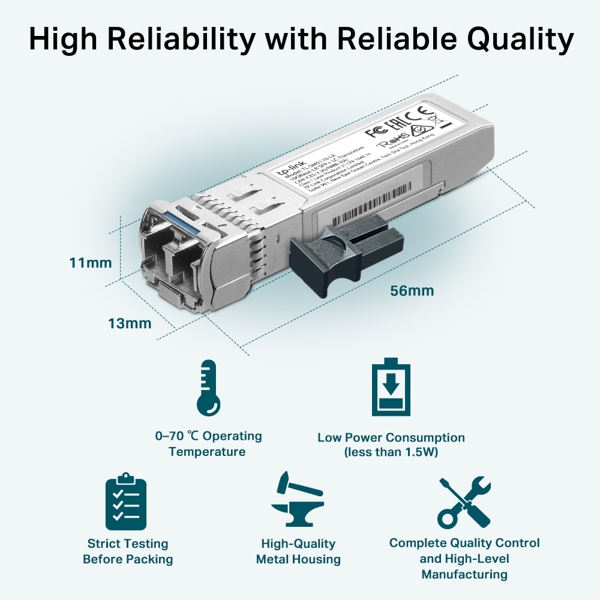 SFP+ მოდული TP-Link TL-SM5110-LR, 10GBase-LR SFP+ LC Transceiver, Silver