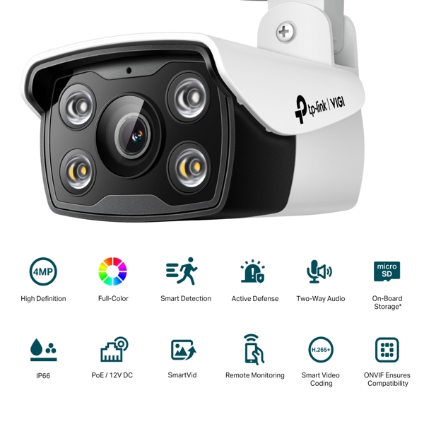 ვიდეო სათვალთვალო კამერა TP-Link VIGI C340(6mm), 4MP,  Full-Color Bullet Network Camera, White