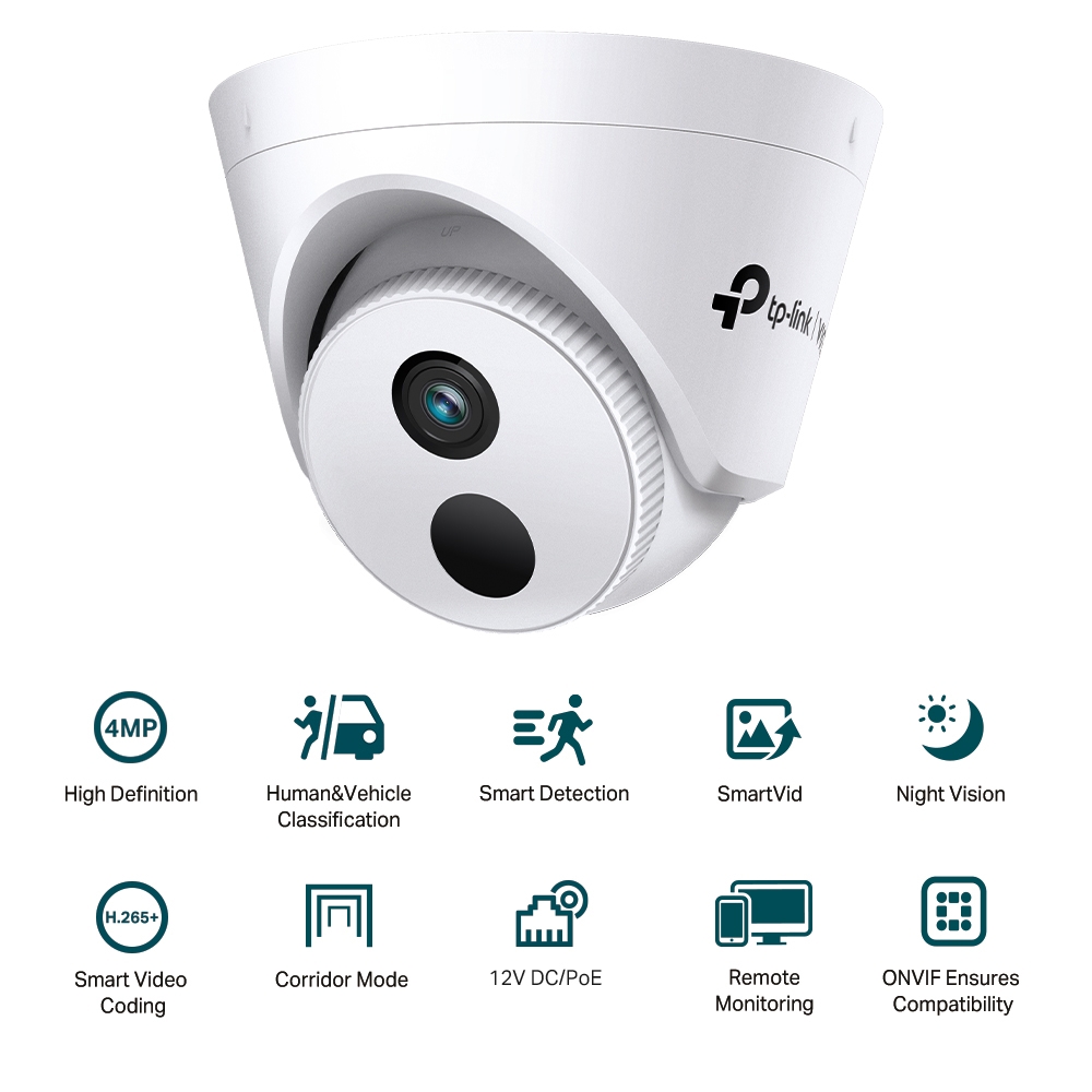 ვიდეო სათვალთვალო კამერა TP-Link VIGI C440I(2.8mm), 4MP, IR Turret Network Camera, White