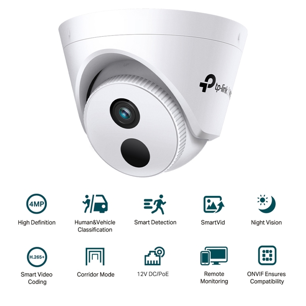 ვიდეო სათვალთვალო კამერა TP-Link VIGI C440I(4mm), 4MP, IR Turret Network Camera, White
