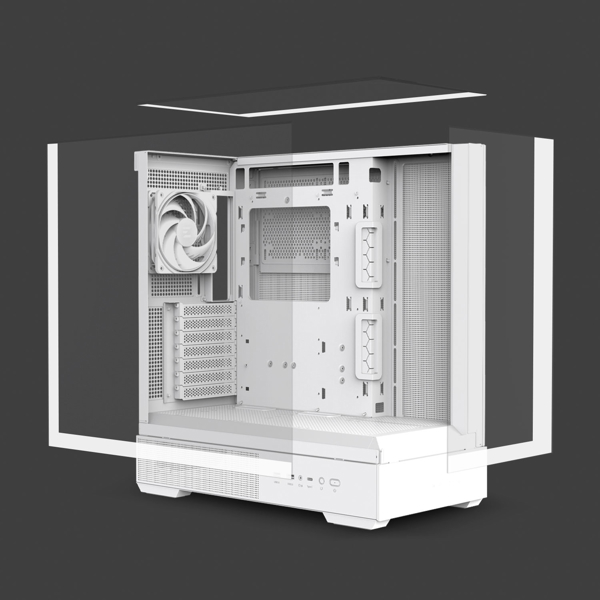 Computer Case Zalman P40 Prism, MidT, ATX, mATX, Mini-ITX, USB Type-C, USB, HD Audio, White